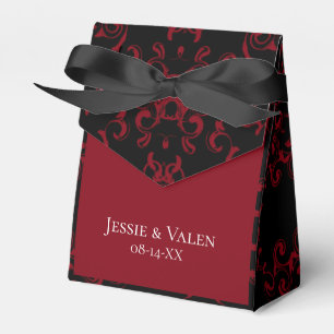 Red & Black Swirl Gothic Wedding Favor Box