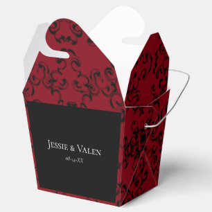Red & Black Swirl Gothic Wedding Favor Box