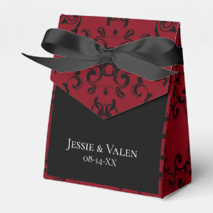Red & Black Swirl Gothic Wedding Favor Box