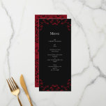 Red & Black Swirl Gothic Wedding Menu<br><div class="desc">Our beautiful Red & Black Swirl Gothic Wedding design is dark,  yet lovely with our artistic scroll design. They are designed in a collection of several items so your whole wedding can be coordinated with the same style!</div>