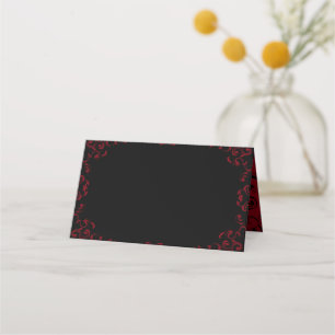 Red & Black Swirl Gothic Wedding Place Card