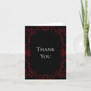 Red & Black Swirl Gothic Wedding Thank You Card
