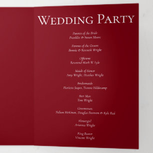 Red & Black Swirl Gothic Wedding Tri-Fold Programme