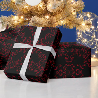 Red & Black Swirl Gothic Wedding Wrapping Paper