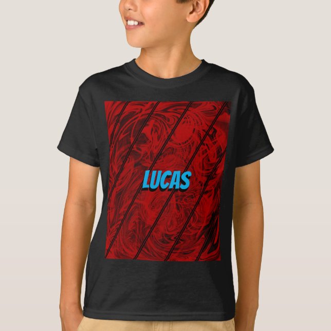 Red black swirls modern geometric lines  T-Shirt (Front)