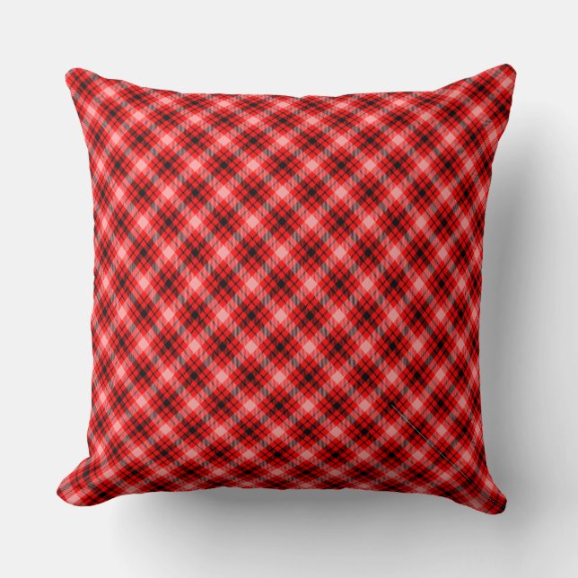 Red Black Tartan Chequered Plaid Pattern-24899 Throw Pillow (Front)