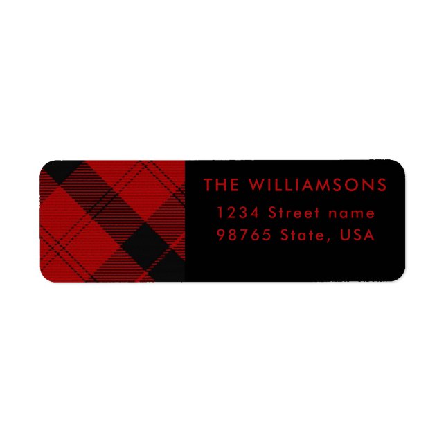 Red Black Tartan Christmas Adresse personnalisée (Devant)