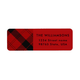 Red Black Tartan Christmas Adresse personnalisée
