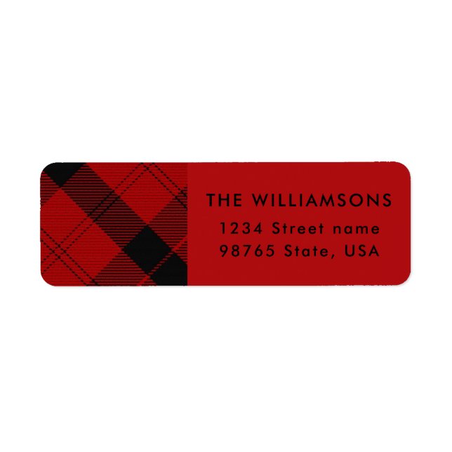 Red Black Tartan Christmas Custom Address (Front)