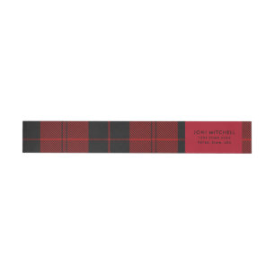 Red Black Tartan Christmas Custom Address Wraparound Address Label