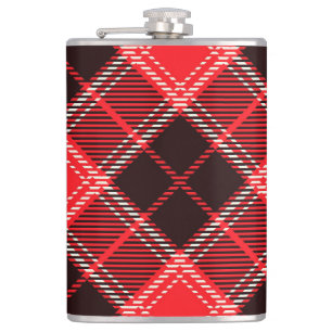 Red  Black Tartan  Hip Flask