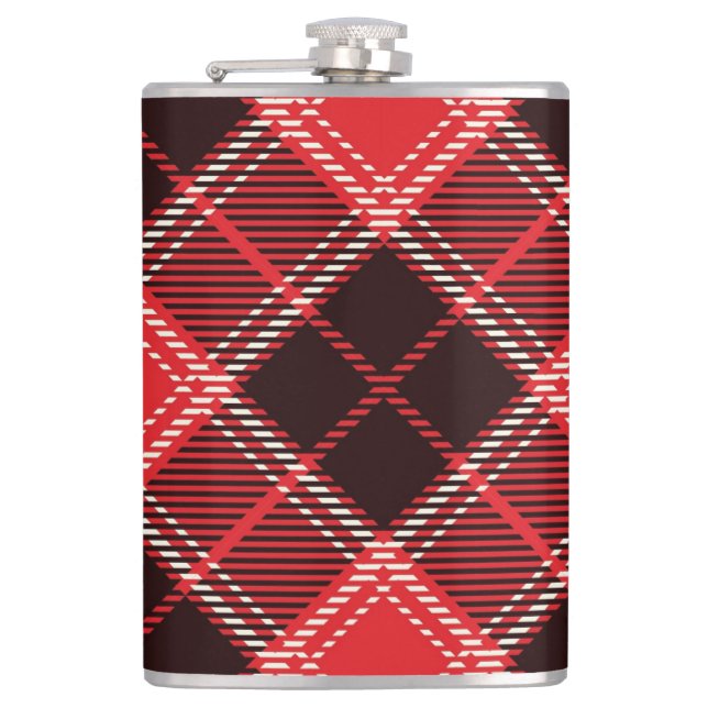 Red  Black Tartan  Hip Flask (Front)