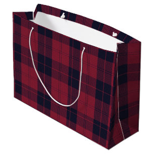 red black tartan lumberjack pattern large gift bag
