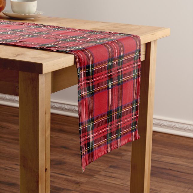 Red & Black Tartan Plaid 14" X 72" Table Runner (In Situ)
