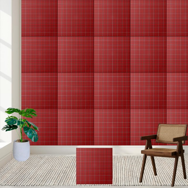 Red Black Tartan Plaid Ceramic Tile  (Red Black Tartan Plaid Ceramic Tile)