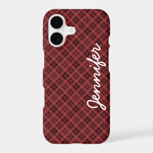 Red Black Tartan Plaid Personalized Name