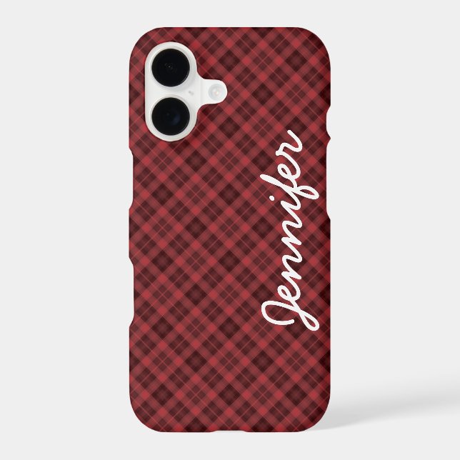 Red Black Tartan Plaid Personalized Name (Back)