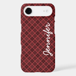 Red Black Tartan Plaid Retro Personalized Name