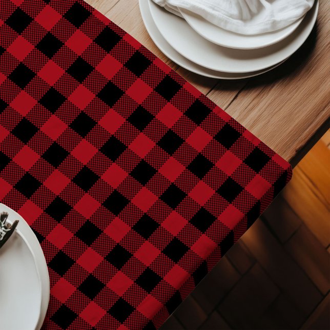 Red Black Tartan Runner Cozy Cabin Table Accent (Red Black Tartan Runner Cozy Cabin Table Accent)