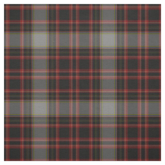 Red Black Taupe Grey Tartan Plaid Fabric (Swatch)