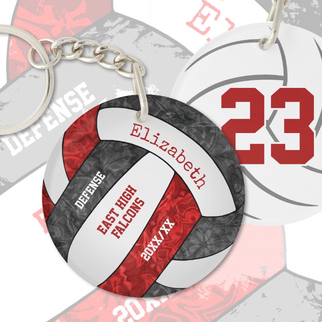 red black team colors personalized volleyball keychain (Creator Uploaded)