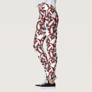 red black team colours spirit volleyballs pattern leggings
