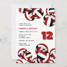 red black team colours volleyballs kids birthday
