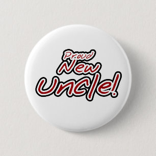 Red/Black Text Proud New Uncle 2 Inch Round Button