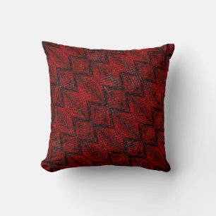 Red black traces, shapes, stripes, zigzag or knit? throw pillow