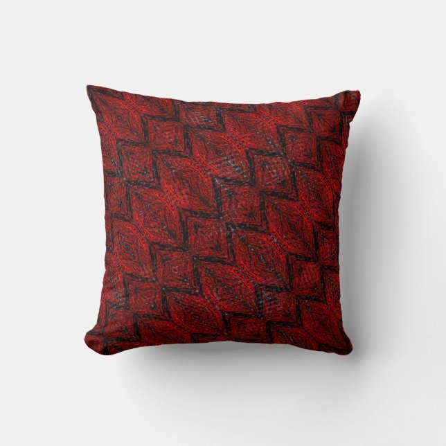 Red black traces, shapes, stripes, zigzag or knit? throw pillow (Front)