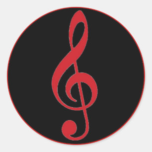Red black treble clef music stickers