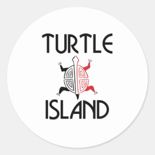 Red/Black Turtle Island Stickers (Round)