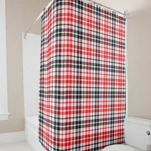 Red Black Twill Plaid Tartan On White