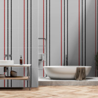 Red Black Vertical Stripe Grey