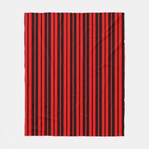 Red Black Vertical Stripes Pattern Fleece Blanket