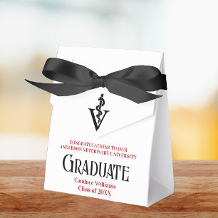 Red Black Veterinary School Graduation Party Favor Box