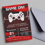 Red & Black Video Game Gaming Kid's Birthday Party Invitation<br><div class="desc">This cool,  modern invite featuring video game controller would be great for gamer's birthday! Easily add your info by clicking on the "personalize this template" option.</div>