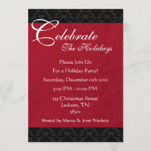 Red & Black Vintage Holiday Party Invitations