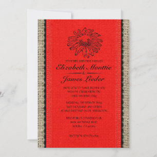 Red & Black Vintage Lace Wedding Invitations