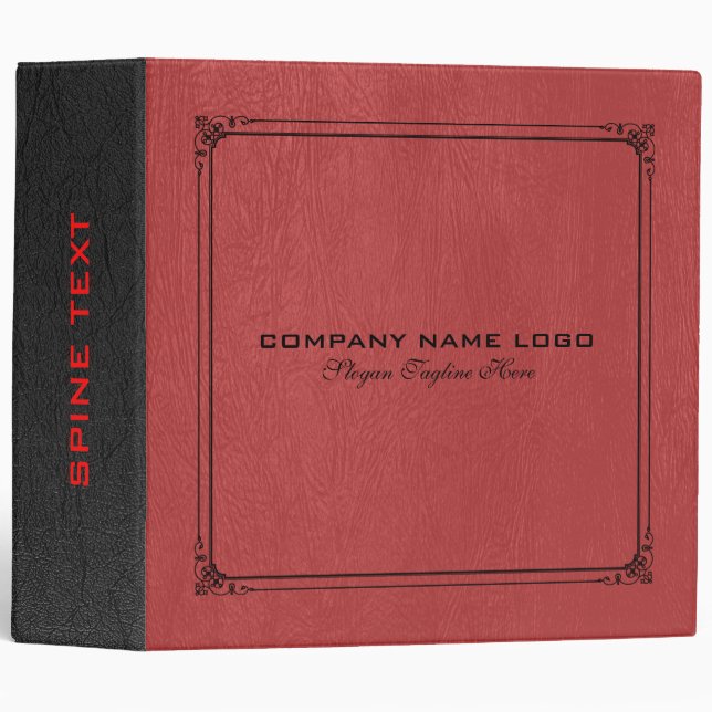 Red & Black Vintage Leather Binder (Front/Spine)