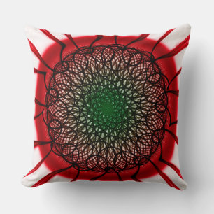 Red black visionary pattern throw pillow