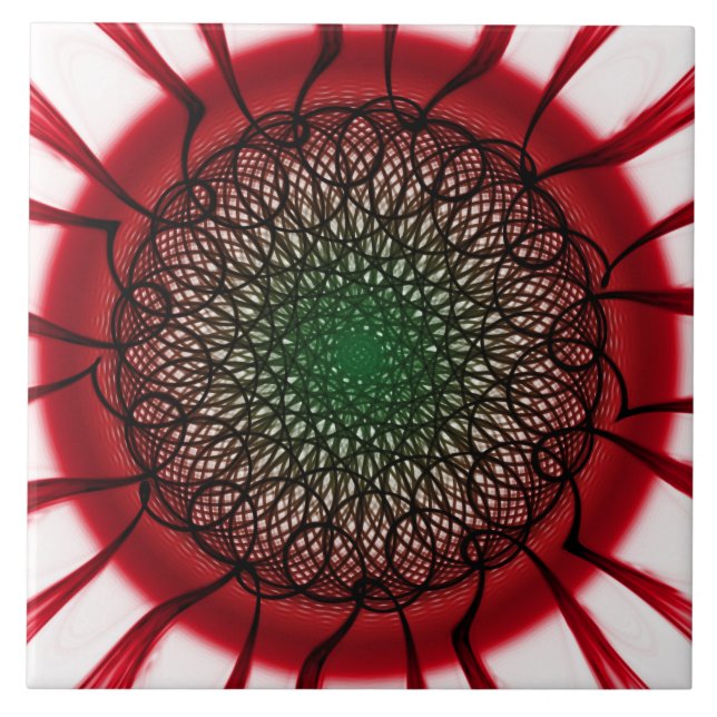 Red black visionary pattern tile (Front)