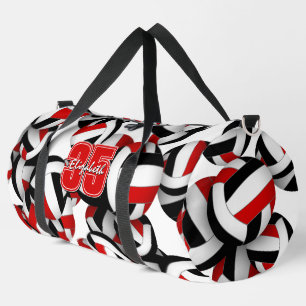 red black volleyball team colours pattern  duffle bag
