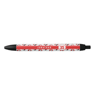 red black volleyball team colours player name ink pen