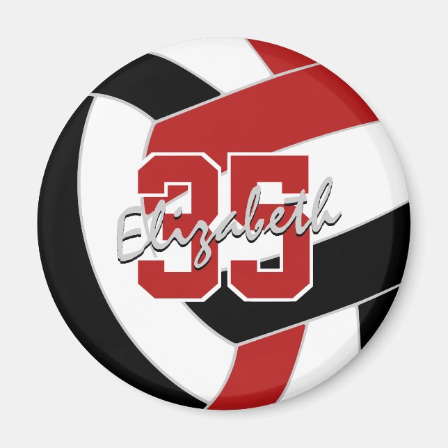 red black volleyball team spirit gifts magnet (Front)