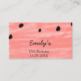 Red black watermelon birthday add name date text c business card