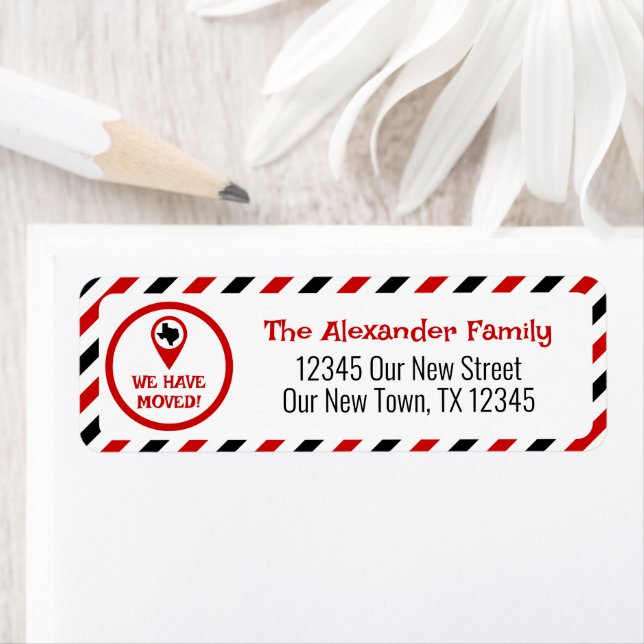 Red & Black We Have Moved Striped Moving  (Insitu)