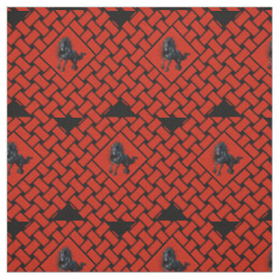 Red/black weave, diamond, Friesian horse 3" Fabric
