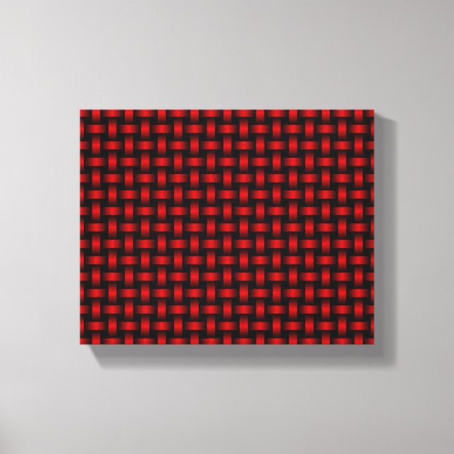 Red Black Weave Pattern Canvas Print (Front)
