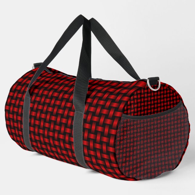 Red Black Weave Pattern Duffle Bag (Right Corner)